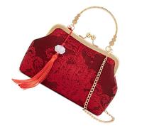 Kaeltsyn Retro Umhängetasche mit Kettenriemen, chinesische Stile, bestickte Handtasche, Damen Abendtaschen für Hochzeit, Party, bestickte Handtasche