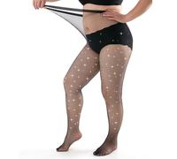 Kaempe Netzstrumpfhose Glitzer Große Größen Damen, Fischnetz Strumpfhose Schwarz, Strass Glitzer Strumpfhosen Damen Grosse Grössen (2XL)