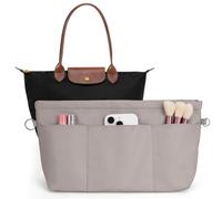 Kaempe Taschen Organizer für Longchamp Tasche Le Pliage m, Nylon Taschenorganizer Shopper mit 13 Taschen und Schlüsselkette, Innentasche Handtaschen für Tote Bag Handbag Damen (Grau, L)