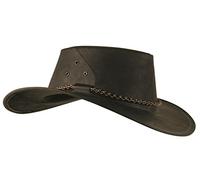 Känguru Lederhut, Echter Traveller in Schwarz und Braun, Hergestellt in Australien von Kakadu Traders