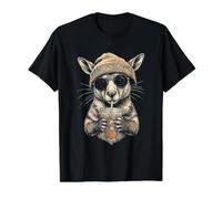 Känguru-Mütze und Eiskaffee Preisgünstiges Grafik-T-Shirt, Herren, Schwarz, S
