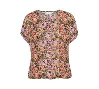 KAFFE Ärmellose Bluse KAamber Damen Bluse Kurzarm Print Shirt Rundhals Locker Oberteile Fledermaus Melon/Pink Abstract Flower 38