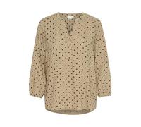 KAFFE Bluse Langarm Kamilia Damen Bluse V-Ausschnitt 3/4 Arm Tunika Oberteile 36, Chinchilla/Black Dot Print