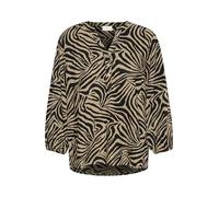 KAFFE Bluse Langarm Kamilia Damen Bluse V-Ausschnitt 3/4 Arm Tunika Oberteile 38, Chinchilla/Black Animal Print