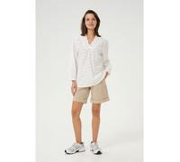 KAFFE Damen Women's Blouse V-Neck 3/4 Sleeves Smock Details Casual Fit Chevron Pattern Bluse, Chalk, 42