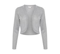 KAFFE Bolero KAankra Damen Bolero Festlich Jäckchen mit Langarm Kurze Strickjacke Grey Mel. w. Silver Lurex L