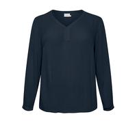 KAFFE CURVE Langarm-Bluse KCami Damen Bluse Langarm V-Ausschnitt Lassig Langarmshirt Große Größen Midnight Marine 56