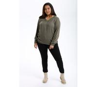 KAFFE CURVE Langarm-Bluse KCami Damen Bluse Große Größen Langarm V-Ausschnitt Shirt Grape Leaf 44