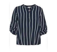 Kaffe Curve Kaffe CurveWomen's Plus Size Shirt Bluse Striped Oversize V-Neck Long Sleeves, Midnight/Chalk Stripe, 56 Damen