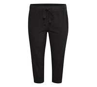 KAFFE CURVE Caprihose KCnana Damen Caprihose Sommer Casual 3/4 Sommerhose High Waist Capri Hose Mit Kordelzug Große Größen Black deep 44