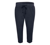 KAFFE CURVE Caprihose KCnana Damen Caprihose Sommer Casual 3/4 Sommerhose High Waist Capri Hose Mit Kordelzug Große Größen Midnight Marine 48