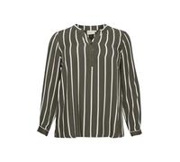 KAFFE CURVE Langarm-Bluse KCsida Damen Bluse Langarm V Ausschnitt Casual Streifen Tunika Langarmshirt Große Größen Grape Leaf/Chalk Stripe 52