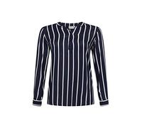 Kaffe Curve Langarm-Bluse KCsida Damen Bluse Langarm V Ausschnitt Casual Streifen Tunika Langarmshirt Große Größen Midnight/Chalk Stripe 46