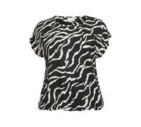 KAFFE CURVE Kurzarm-Bluse KCsonna 46, Black/Antique Zebra Print 46