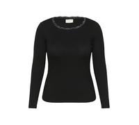 KAFFE CURVE Damen Langarm-Shirt KComia Lange Ärmel M, Black Deep