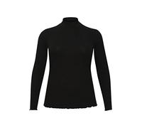 Kaffe Curve Damen Plus-Size Long Sleeves Slim Fit Mock Neck Rib Top T-Shirt, Black Deep, 3XL