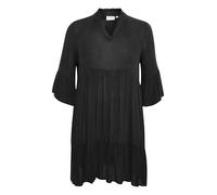 Kaffe Curve Damen Plus Size Tunika Tiered Rüschen Kurze Ärmel Leicht Lässiges Kleid, Schwarz Tief, 50