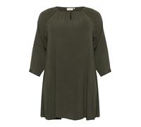 Kaffe Curve Damen Plus-Size Women's 3/4 Sleeves Loose Fit Round Neck Tunic, Forest Night, 52 Grande Taille