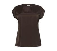 Kaffe Curve Damen Plus Size Women's Blouse Cap Sleeves Round Neck Satin Loose Fit Bluse, Black Coffee, 50/Grande Taille
