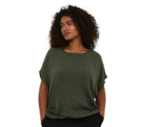 Kaffe Curve Damen Plus-Size Women's Blouse Short Batwing Sleeves Casual Fit Crew Neck Bluse, Forest Night, 50/Grande Taille