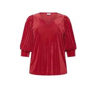 Kaffe Curve Damen Plus-Size Women's Blouse V-Neck Half-Length Sleeves Regular Fit Bluse, High Red CC, M Grande Taille