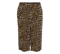 Kaffe Curve Damen Plus Size Women's Culotte Pants Cropped Legs Elastic Waist Printed Hose, Classic Leopard,