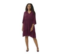 Kaffe Curve Damen Plus-Size Women's Dress 3/4 Sleeves V-Notch Neck Knee-Length Kleid, Windsor Wine, 46/Grande Taille