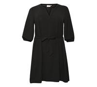 Kaffe Curve Damen Plus Size Women's Dress Half Sleeves V-Notch Neck Above Knee Length Kleid, Tiefschwarz, 46/Grande Taille