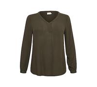 Kaffe Curve Damen Plus Size Women's Langen Ärmeln, V-Ausschnitt, regulärer Schnitt, gerundeter Saum Bluse, Forest Night, 46/Grande Taille
