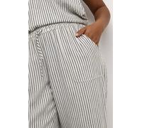 Kaffe Curve Damen Plus-Size Women's Pants Cropped Length Casual Fit Elastic Waist Hose, Chalk/Black Stripe,