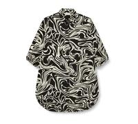 Kaffe Curve Damen Plus-Size Women's Shirt Tunic Mid-Thigh Length 3/4 Sleeves Printed Tunika, Black/White Graphic Paint,