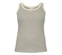 Kaffe Curve Damen Plus Size Women's Tank Sleeveless Rib Jersey Round Neck Slim Fit Top, Kreide/Black Stripe, M Grande Taille