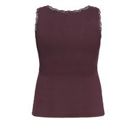 Kaffe Curve Damen Plus Size Women's Tank Scoop Neck Slim Fit Lace Rib Jersey Top, Fudge, M Grande Taille