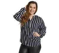 KAFFE CURVE Langarm-Bluse KCsida Damen Bluse Langarm V Ausschnitt Casual Streifen Tunika Langarmshirt Große Größen Midnight/Chalk Stripe 54