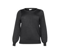 KAFFE CURVE KClini Knit Pullover Damen Strickpullover Rundhals Langarm Pulli Sweater Große Größen Black Oyster M
