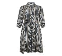 KAFFE CURVE Kleid KCfia Kleid Große Größen 3/4 arm mit Gürtel Knielang Print Shantoon Sand Dollar Graphic Stripe 42