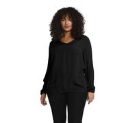 KAFFE CURVE Langarm-Bluse KCami Damen Bluse Langarm V-Ausschnitt Lassig Langarmshirt Große Größen Black deep 48