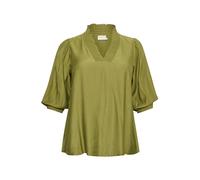 KAFFE CURVE Langarm-Bluse KCdania 50, Calla Green 50