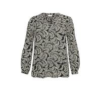 Kaffe Damenbluse KCmirta – Langarm, Regular Fit, Schwarz/Antiquweiß-Print – Größe 46
