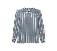 KAFFE CURVE Langarm-Bluse KCsida Damen Bluse Langarm V Ausschnitt Casual Streifen Tunika Langarmshirt Große Größen Blue Mirage/Chalk Stripe 50