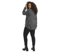 KAFFE CURVE Langarm-Bluse KCsida Damen Bluse Langarm V Ausschnitt Casual Streifen Tunika Langarmshirt Große Größen Black/Chalk Stripe 52