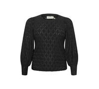 KAFFE CURVE Langarm-Bluse KCtina Damen Spitzen Oberteile Langarm Bluse Laternen Ärmel Große Größen Black Deep L