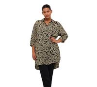 KAFFE CURVE Langarm - Hemd KCsonna Damen Hemd Langarm Shirt Bluse Casual Print Langarmshirt Große Größen Black Deep/Antique White Print 48