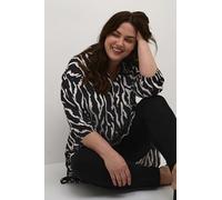 KAFFE CURVE Langarm - Hemd KCsonna Damen Hemd Langarm Shirt Bluse Casual Print Langarmshirt Große Größen Black/Antique Zebra Print 50