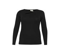 KAFFE CURVE Langarm-Shirt KCcarina Damen Langarmshirt Asymmetrisch Casual Elegant Langarm Shirt Große Größen Black Deep L