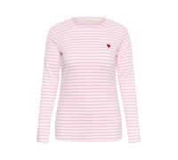 KAFFE CURVE Langarm-Shirt KClia M, Chalk/Pink - Poppy Red Heart