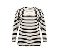 KAFFE CURVE Langarm-Shirt KCwinni S, Antique White/Black Stripe