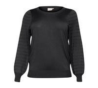 Kaffe Curve - Schwarzer Auster-Strickpullover mit Puffärmeln - - Knitwear - Damen - Schwarzk - XL