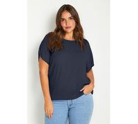 KAFFE CURVE Kurzarm-Bluse KCami Kaffe Damen Bluse Große Größen Damen Basic Casual Shirt Kurzarm Lassig Rundhals Midnight Marine 48