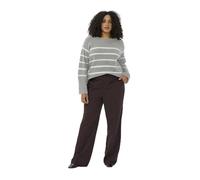 KAFFE CURVE Strickpullover KCerina S, Light Grey Melange Chalk Strip